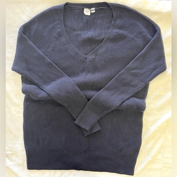Gap Navy Blue V-Neck Tunic‎ Sweater Sz M EUC - Picture 1 of 2